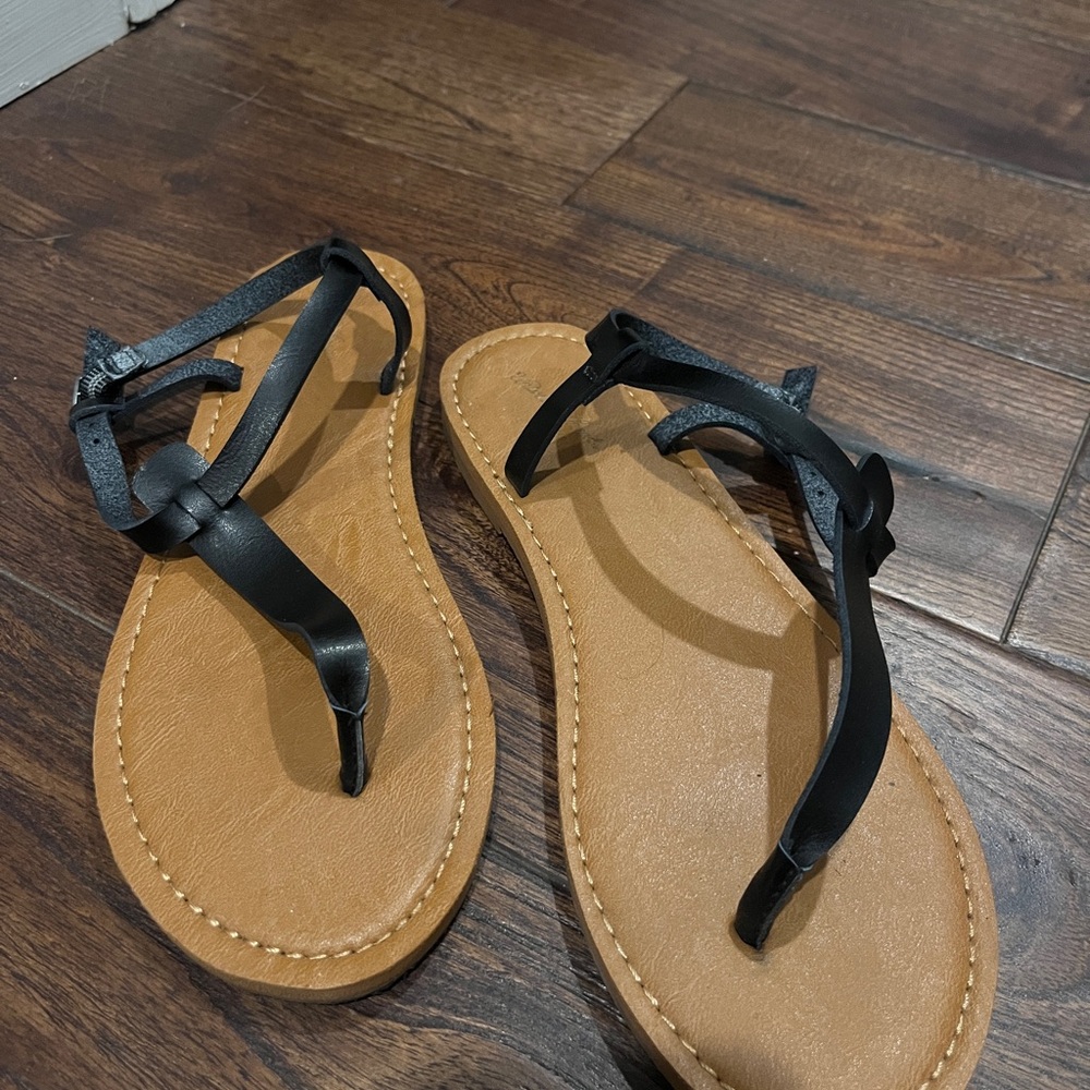 Black Leather Women's Sandals